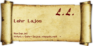 Lehr Lajos névjegykártya
